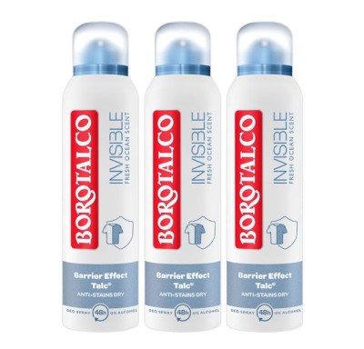 Pachet 3 x Deodorant Spray Borotalco, Invisible Fresco, 150 ml foto