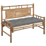Cumpara ieftin Banca de gradina cu perna, 120 cm, bambus