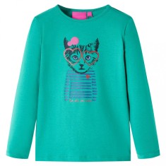 Tricou de copii cu m&acirc;neci lungi, verde aprins, 128