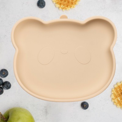 Farfurie din silicon cu ventuza, AppeKids, The Little Bear - Bubble Beige foto