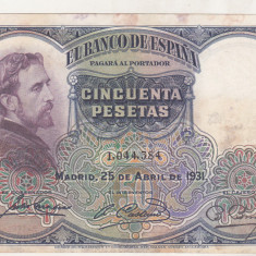 bnk bn Spania 50 pesetas 1931 circulata