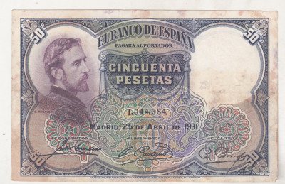 bnk bn Spania 50 pesetas 1931 circulata foto