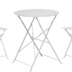 Set mobilier de gradina Bistro, 3 piese, metal, gri