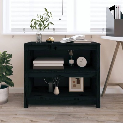 vidaXL Bibliotecă, negru, 80x35x68 cm, lemn masiv de pin 821678 foto