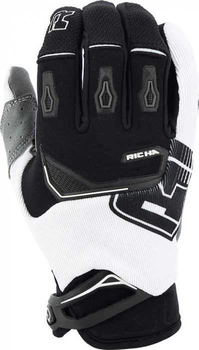 Manusi Bicicleta Cross Richa Desert MX Logo Gloves, Negru/Alb, Small