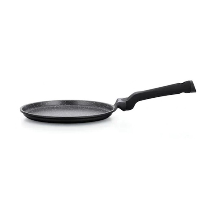 Tigaie pentru clatite Herenthal, 28 cm, interior marmorat, aluminiu, Negru