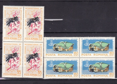 ROMANIA 1965 LP 610 AL XX-LEA CONGRES MONDIAL DE APICULTURA BLOCURI 4 TIMBRE MNH foto