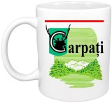 Cana alba personalizata &quot;Cana cu imprimeu Carpati&quot;, INOVATIX&reg;. 330ml
