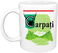 Cana alba personalizata &quot;Cana cu imprimeu Carpati&quot;, INOVATIX&reg;. 330ml