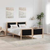 vidaXL Cadru de pat Maro și negru 135 x 190 cm Lemn masiv de pin 878481