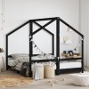 VidaXL Cadru de pat pentru copii negru 2x(80x160) cm lemn masiv de pin