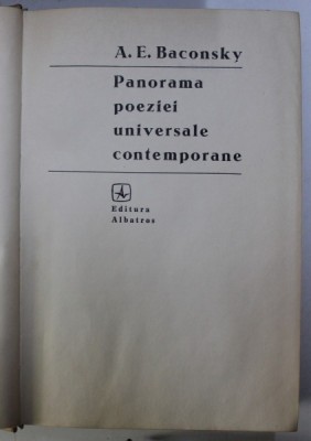 PANORAMA POEZIEI UNIVERSALE CONTEMPORANE de A. E. BACONSKY foto