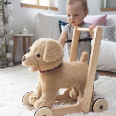 Jucarie Ride on toy caine pufos Golden Labrador pentru copii Little Bird Told Me