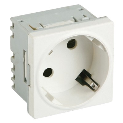Priza modulara schuko cu impamantare, alb - DLX DLX-245-45 foto