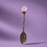 Lingurita cu cristal natural - bronz - Cuart roz - Iubire si armonie
