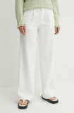 R&eacute;sum&eacute; pantaloni de bumbac AnselRS Pant culoarea alb, drept, high waist, 20611125