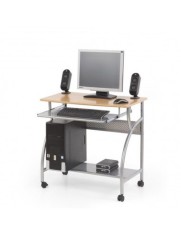 Birou metalic HM B6, blat MDF, polita glisanta tastatura, raft calculator, 80x50x76 cm, fag