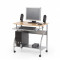 Birou metalic HM B6, blat MDF, polita glisanta tastatura, raft calculator, 80x50x76 cm, fag