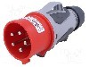 Conector alimentare AC, IEC 60309, IP44, 32A, 400V AC, 5 pini, PCE - 70253-6TT