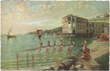 CP852N Napoli, Posillipo con Palazzo Domn'Anna, pittore G Carelli, carte poștală