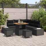 vidaXL Set de canapele pentru grădină cu pernă 8 pcs Negru Rattan poli