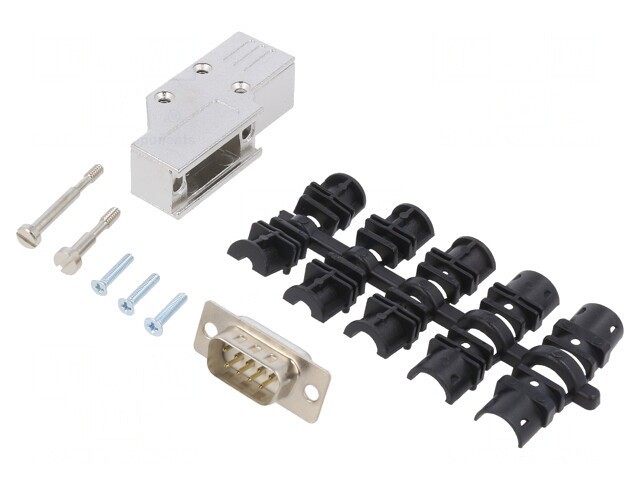 Conector D-Sub 9 pini tată 90&deg; alb