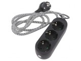Prelungitor cu 3 prize, 250VAC, negru