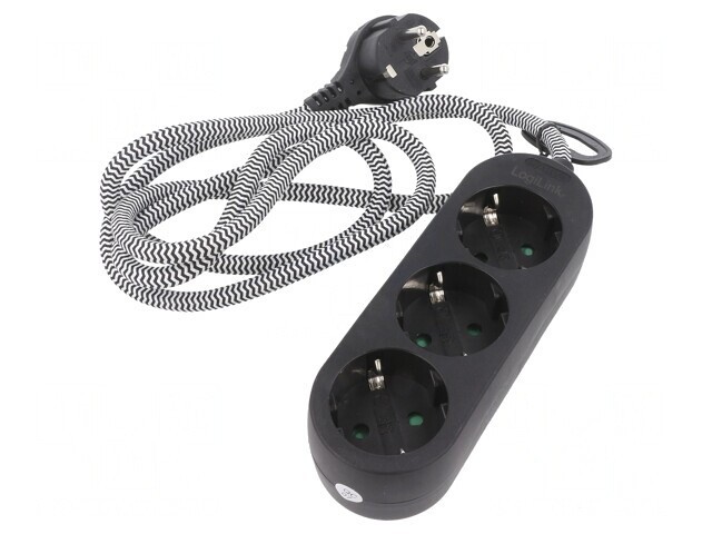 Prelungitor cu 3 prize, 250VAC, negru