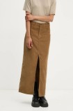 Levi&#039;s fusta jeans culoarea maro, maxi, drept