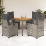 vidaXL Set mobilier de grădină cu perne, 5 piese, gri, poliratan 3212673