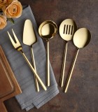 Cumpara ieftin Set ustensile servire 5 bucati Allegra Auriu 23.5 cm