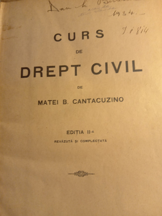 Curs de drept civil, m Cantacuzino,ed ii