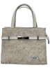 Geanta Dama Piele Ecologica Alba Argintie Crem, 27x22x8cm, Mana/Umar, Insertii Florale, Elegantă, Versatilă - Colectia Karen 2024