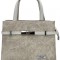 Geanta dama Piele Alba, Argintie, Crem, Mod purtare: Mana, Umar, 27x22x8cm