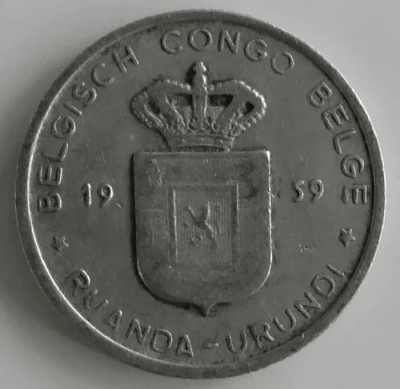 Moneda Congo Belgian Ruanda-Urundi - 1 Franc 1959 foto