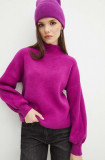 Medicine pulover femei, culoarea roz, cu turtleneck