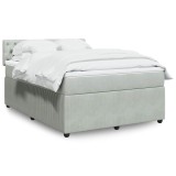 VidaXL Pat box spring cu saltea, gri deschis, 160x200 cm, catifea 3287788
