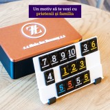 Joc tip Remi (Rummy), Piese Negre cu efect geometric, Tabla alba cu efect geometric, Set complet, Plastic