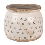 Cumpara ieftin Ghiveci flori ceramica bej neagra Heart 16x13 cm