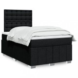 VidaXL Pat box spring cu saltea, negru, 120x190 cm, catifea