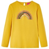 Tricou pentru copii cu m&acirc;neci lungi, ocru, 140