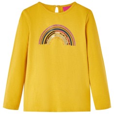 Tricou pentru copii cu m&acirc;neci lungi, ocru, 140