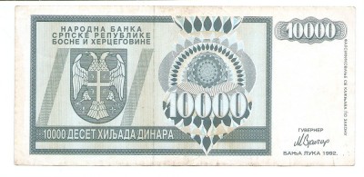 Croatia 10.000 Dinari 1992 (Krajina - Knin) - AA3449143, P-R7 foto