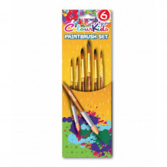Set Pensule pentru Pictura Colour Kids cu Varf Ascuti, Nr. Pensule 2/4/6/8/10/12, 6 Buc/Set