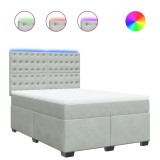 Cumpara ieftin Pat box spring cu saltea, gri deschis, 140x200 cm, catifea