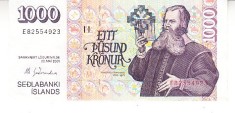 B11 1 - Bancnota foarte veche - Islanda - 1000 coroane - 2001