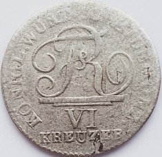 335 Germania Wurttemberg 6 Kreuzer 1806 Friedrich I (uzata) km 495 argint