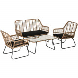 Cumpara ieftin Outsunny Set Canapele pentru Veranda, 4 Piese, Ratan Natural, Design Sofisticat, Ideal pentru Relaxare si Petreceri in Aer Liber | Aosom Romania