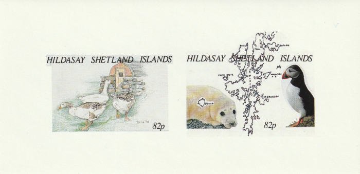 Hildasay Shetland -Fauna, Pasari, bloc nedantelat 2 valori,MNH