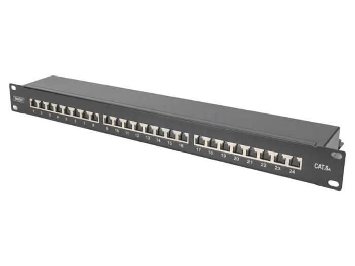 Patch panel rack 19" Cat 6a, 24 porturi